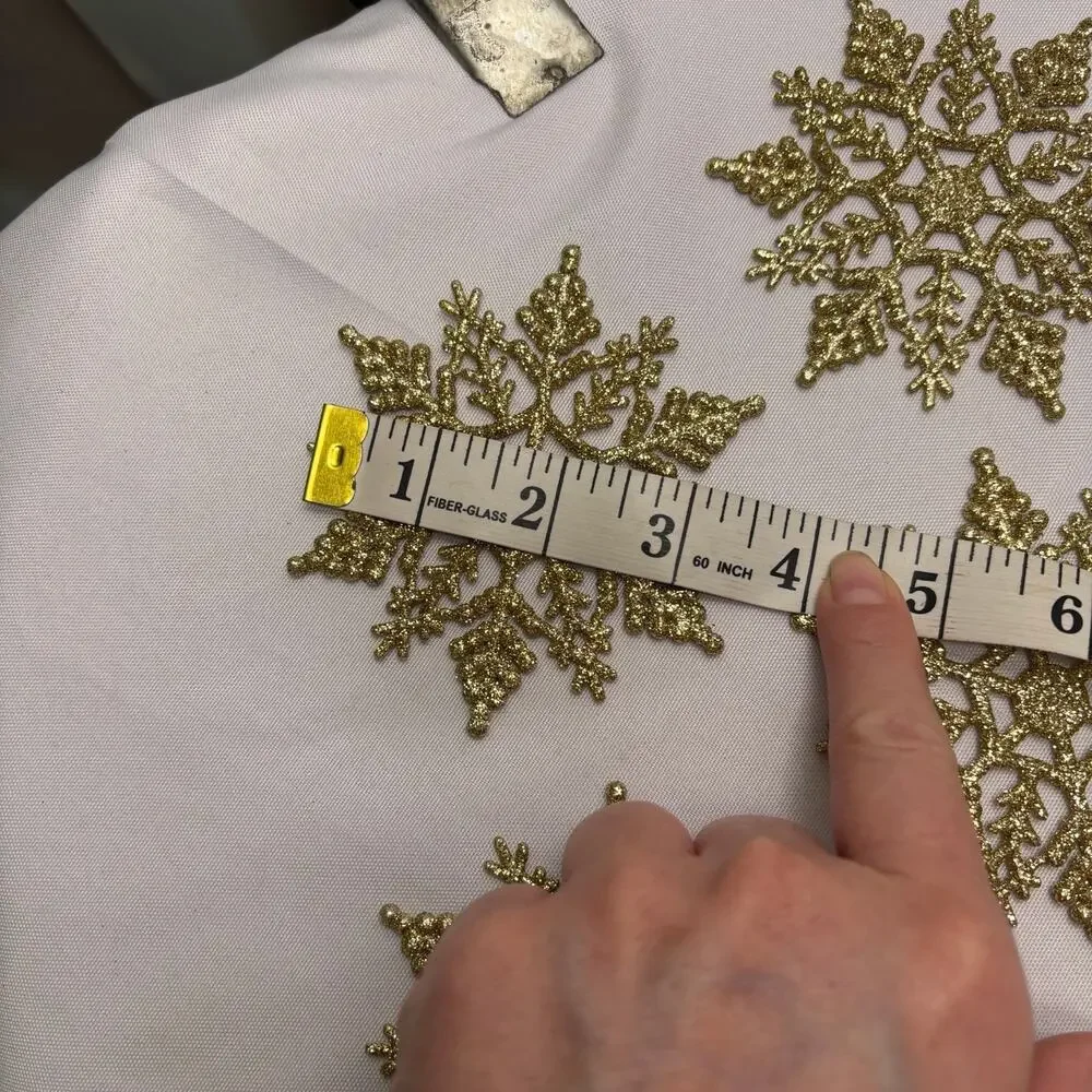 Glittery Gold Snowflake Decorations - 13 Count